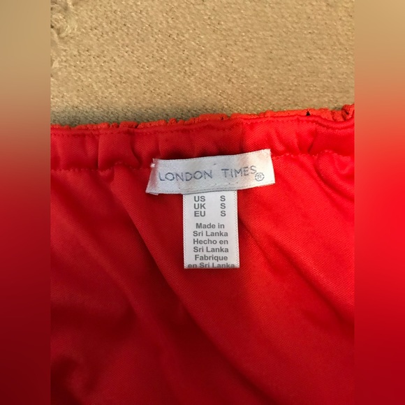 London times ruffles red midi length dress size small - Picture 3 of 3